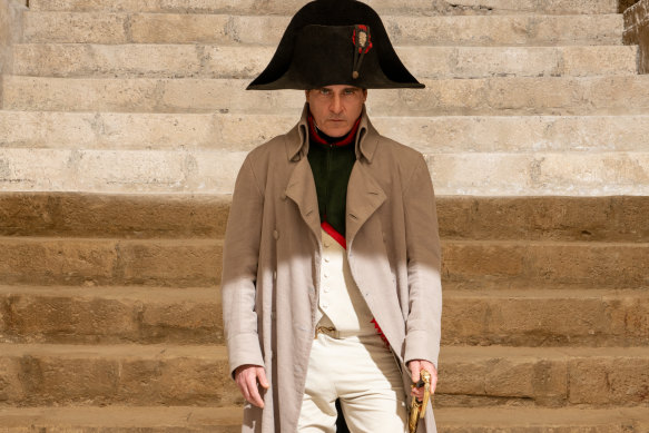 Joaquin Phoenix as Napoleon Bonaparte. 