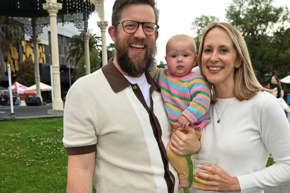 Carley Ocean and Jesse Ocean with their baby Rae. The couple is considering buying property in Footscray.