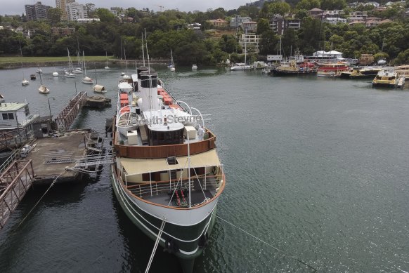 The South Steyne is moored at Berrys Bay on Sydney’s lower north shore.