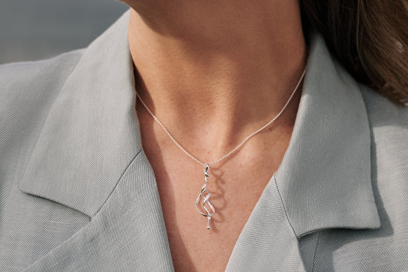 Funds raised from sales of this Georg Jensen x Ovarian Cancer Research Foundation “Forget-Me-Knot” pendant will go towards ovarian cancer research.