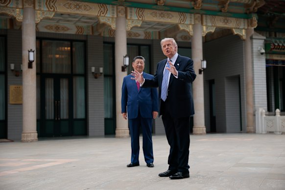 Trump speaks outside the Zhongnanhai complex earlier.