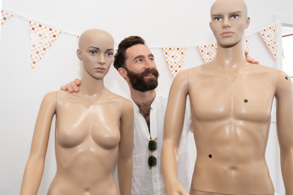 Skin Check Champions chief executive and founder Scott Maggs with his sun-spot mannequins.