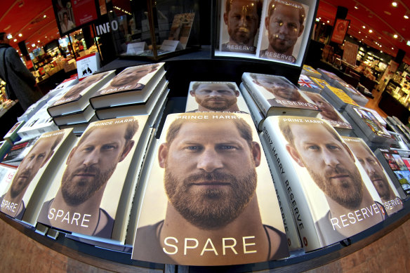 Copies of the new book by Prince Harry displayed at a book store in Berlin, Germany.