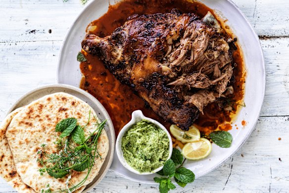 Andrew McConnell’s whole roast lamb shoulder with Sichuan sauce is a showstopper.