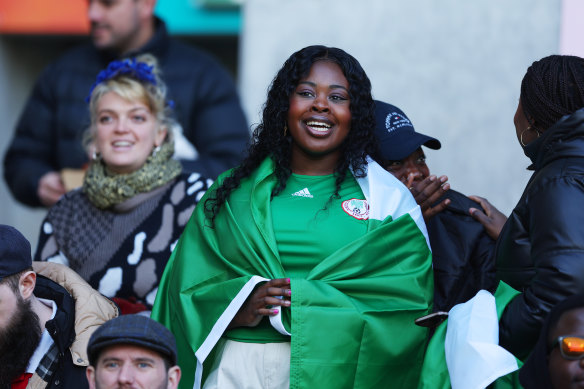Nigeria fans showing their support in Melbourne.