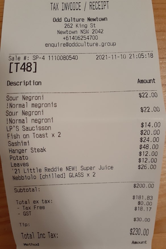 Odd Culture: The bill, please.