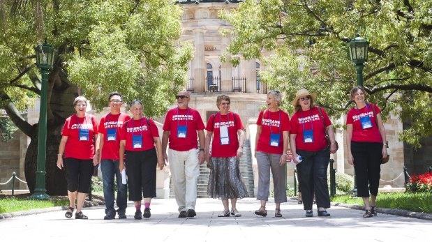 Brisbane Greeters are volunteers who provide tours of the city.
