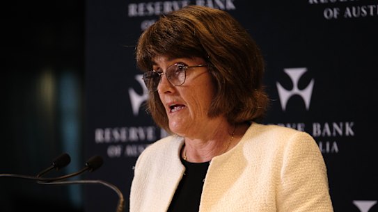 RBA governor Michele Bullock at her press conference on Tuesday.