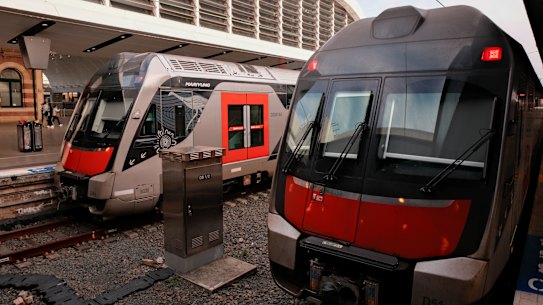 The state’s new Mariyung trains are due to start operating on the Blue Mountains line in October.