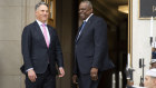US Defence Secretary Lloyd Austin welcomes Deputy Prime Minister Richard Marles in October.