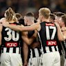 Craig McRae addresses the Pies.
