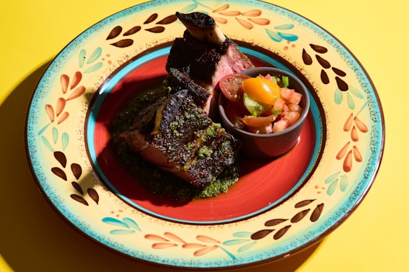Argentinian beef short rib asado with pico de gallo.