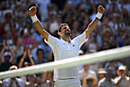 Djokovic advances in four sets.