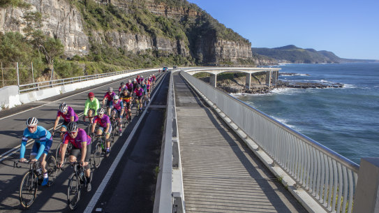 Racers will traverse the spectacular Sea Cliff Bridge north of Wollongong.