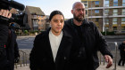 Sam Kerr arrives at Kingston Crown Court, south London, on the third day of her jury trial.