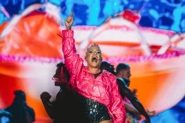 Pink performing in Sydney earlier this month, before she made it to Brisbane.