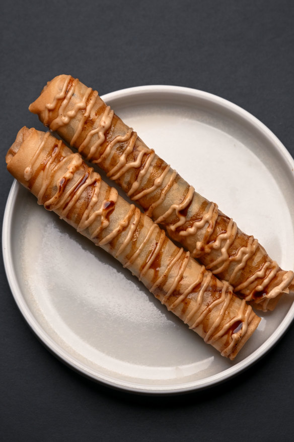 Sweet potato and black fungus spring rolls.