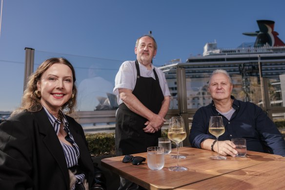 Chef Peter Conistis, with Louise and Tim Olsen at Ploós restaurant.