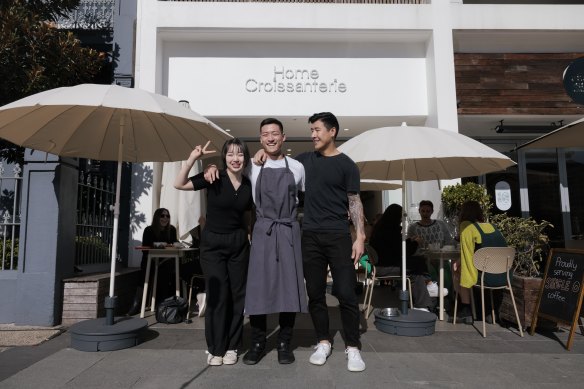 Ben Lai (middle) with Hana and his brother Daniel at the bricks-and-mortar version of his earlier Instagram sensation, Home Croissanterie.