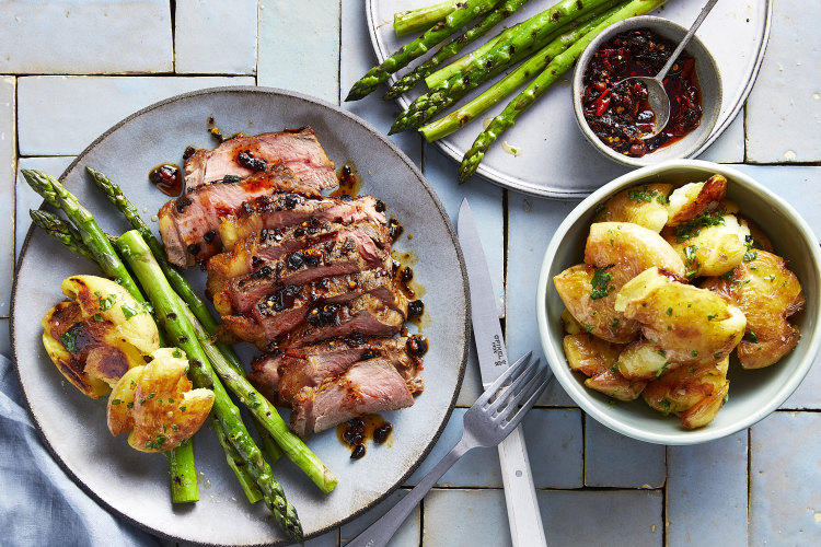 Steak with store-bought crispy chilli oil is a midweek favourite of Nagi Maehashi aka RecipeTin Eats.