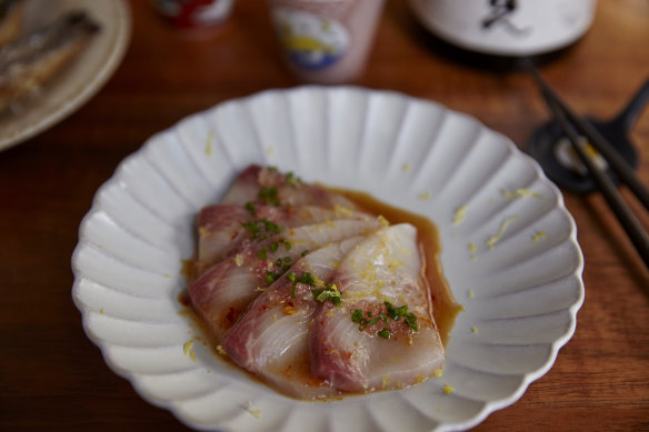 Kingfish sashimi.