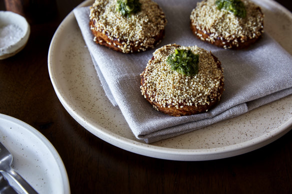 Go-to dish: Sesame brioche bug toast.