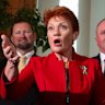 One Nation leader Senator Pauline Hanson and incoming Member for Farrer David Farley.
