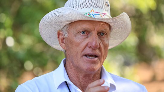 LIV Golf boss Greg Norman among the patrons during a practice round prior to this year’s Masters.