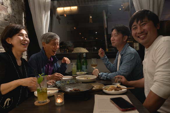 Chef and owner of Wa Gyuto Clovelly Andy Yoo is squeezing his Christmas family gathering in between services, with brother Sam and parents Jeehyun Yoo and Myungsook Byun.