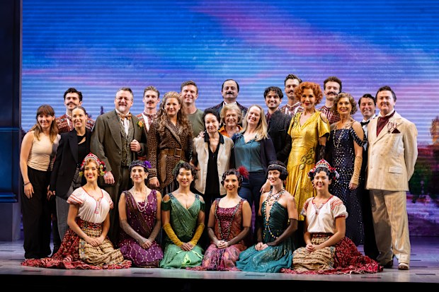 The cast and crew at the media preview of the Broadway musical ANASTASIA showing that the Lyric Theatre. 