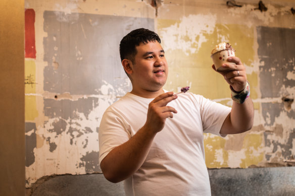 John Rivera at the first Kariton Sorbetes shop in Footscray, which he will continue to run.