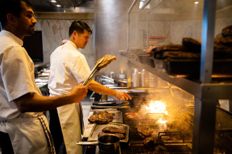 In the kitchen at Rockpool.