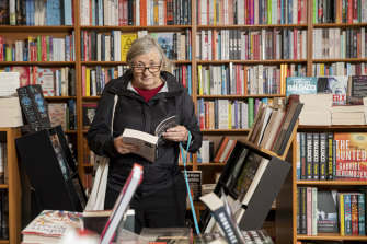 Joanna Mendelssohn, browsing at Gleebooks in Dulwich Hill, has changed her shopping habits since the pandemic.