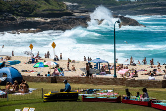 Big waves at Bronte beach, where Prime Minister Scott Morrison spent his childhood.