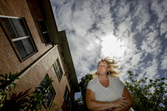 Emily Brooks feels the heat at her social housing apartment in Sydney’s eastern suburbs. 