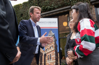 Education Minister Dan Tehan at Trinity College earlier this year.