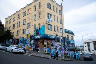 Police cordoned off Noah’s Bondi Backpackers on Thursday afternoon.
