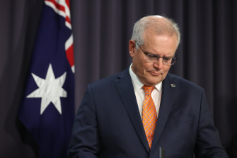 Prime Minister Scott Morrison announces the change of medical advice. His government’s vaccine rollout plan would have to be drastically changed.