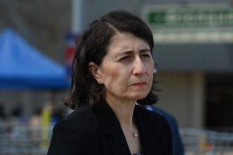 NSW Premier Gladys Berejiklian pictured at a Sydney vaccination centre on Friday.