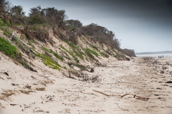 The beach near Inverloch Surf Lifesaving club, as erosion affects Victoria’s coastline.