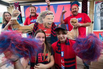 Demons fans Susan, Andrew,Taylah, Jack and Chris Monro.