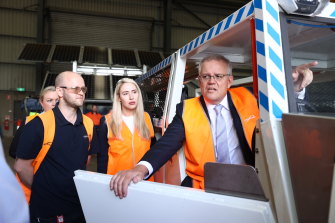 Prime Minister Scott Morrison earlier this morning. 