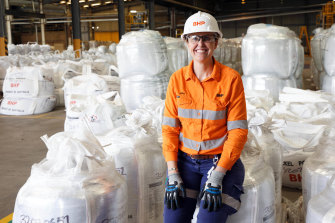 Jesssica Farrell, BHP Nickel West asset president, at the new nickel sulphate plant in Kwinana.