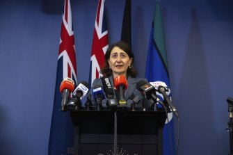 NSW Premier Gladys Berejiklian announcing her surprise resignation on October 1.