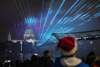Londoners ventured out to watch the light display across the Thames. 
