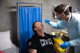 John Setka, seen having a COVID-19 test last year, is now in isolation.