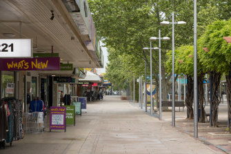 An empty Maude Mall in the centre of Shepparton on Thursday. 