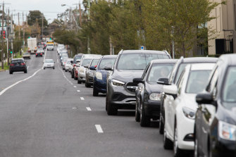 Wait times exceeded two hours at testing sites across Melbourne on Tuesday.