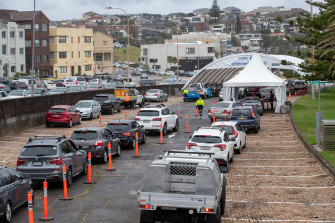Busy COVID-19 testing clinic at Bondi.