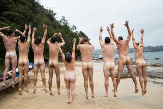 A nude charity event at Cobblers Beach.